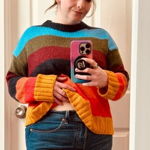Urban Outfitters Kari Rainbow Striped Oversized Sweater